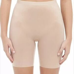 Spanx Thinstincts 2.0 High-Waisted Mid-Thigh Girl Shorts Sz XL Shapewear Beige